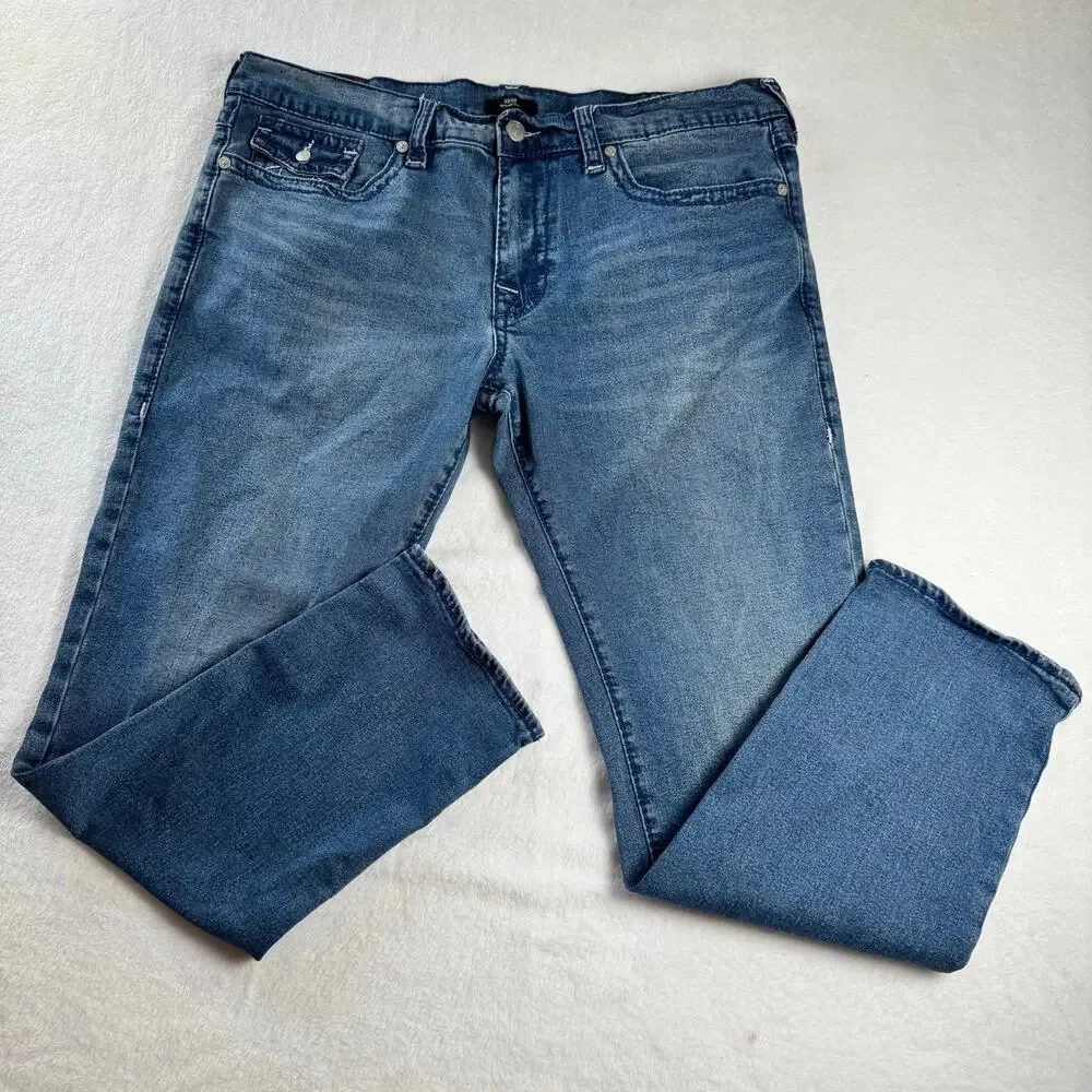 True Religion Geno Relaxed Slim Flap Pocket Jeans Men’s 40 Blue Stretch Denim